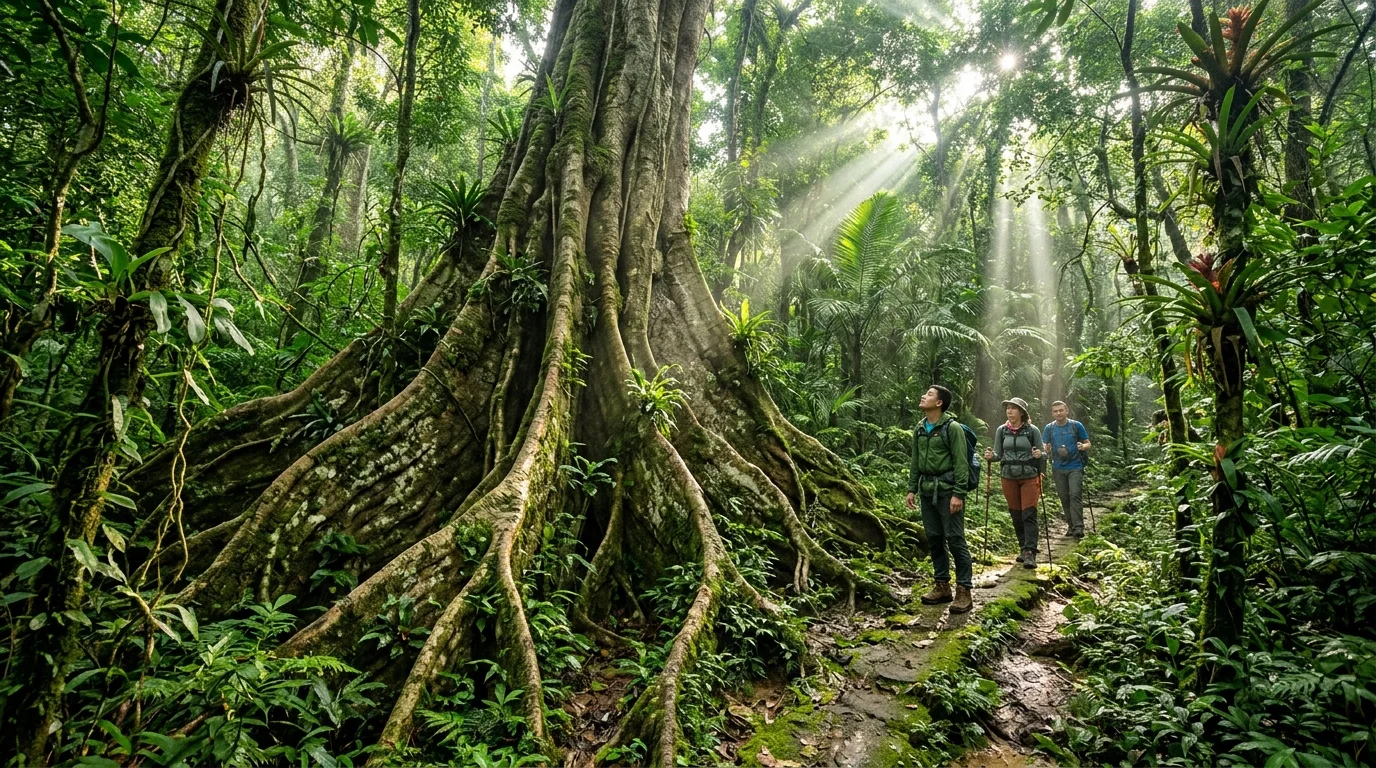 Deep primary rainforest trail in Cuc Phuong National Park